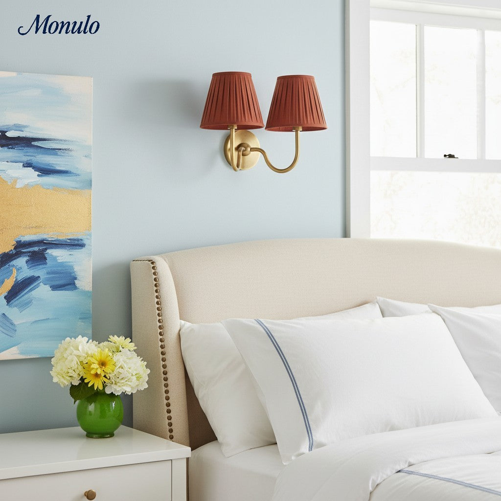 Applique murale élégante à abat-jour plissé en tissu – Éclairage classique et raffiné pour chambre et salon | Koossa