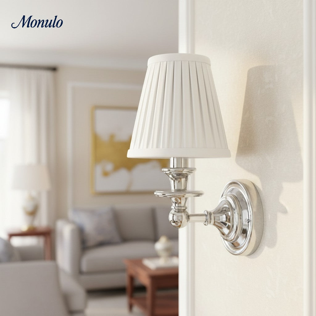 Adjustable Reading Wall Sconce with Fabric Shade & Gooseneck Arm – Wrought Iron Light for Bedroom, Living Room & Hallway | Lonoma