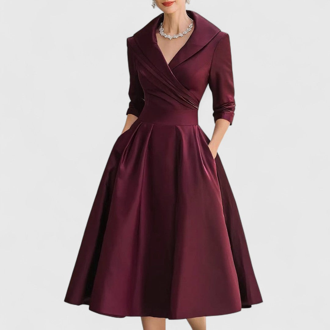 Women's Flowing Midi Dress with Structured Shape | Effortless Elegance for Day to Evening | Graceful Silhouette Dress | Koossa