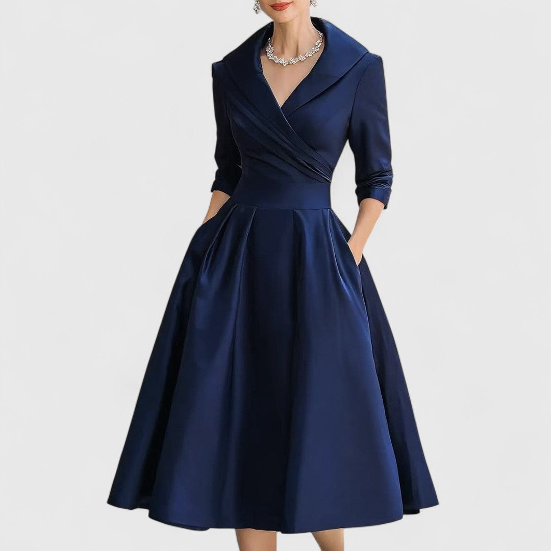 Women's Flowing Midi Dress with Structured Shape | Effortless Elegance for Day to Evening | Graceful Silhouette Dress | Koossa