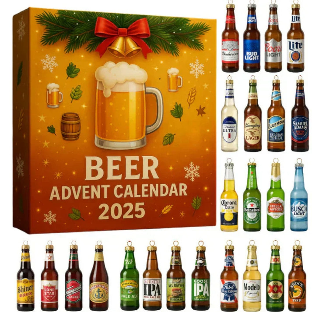 Decorative Spirit Bottle Advent Calendar 24 Days Holiday Countdown Display with Miniature Collectible Ornaments for Christmas Tree Decoration | Lonoma