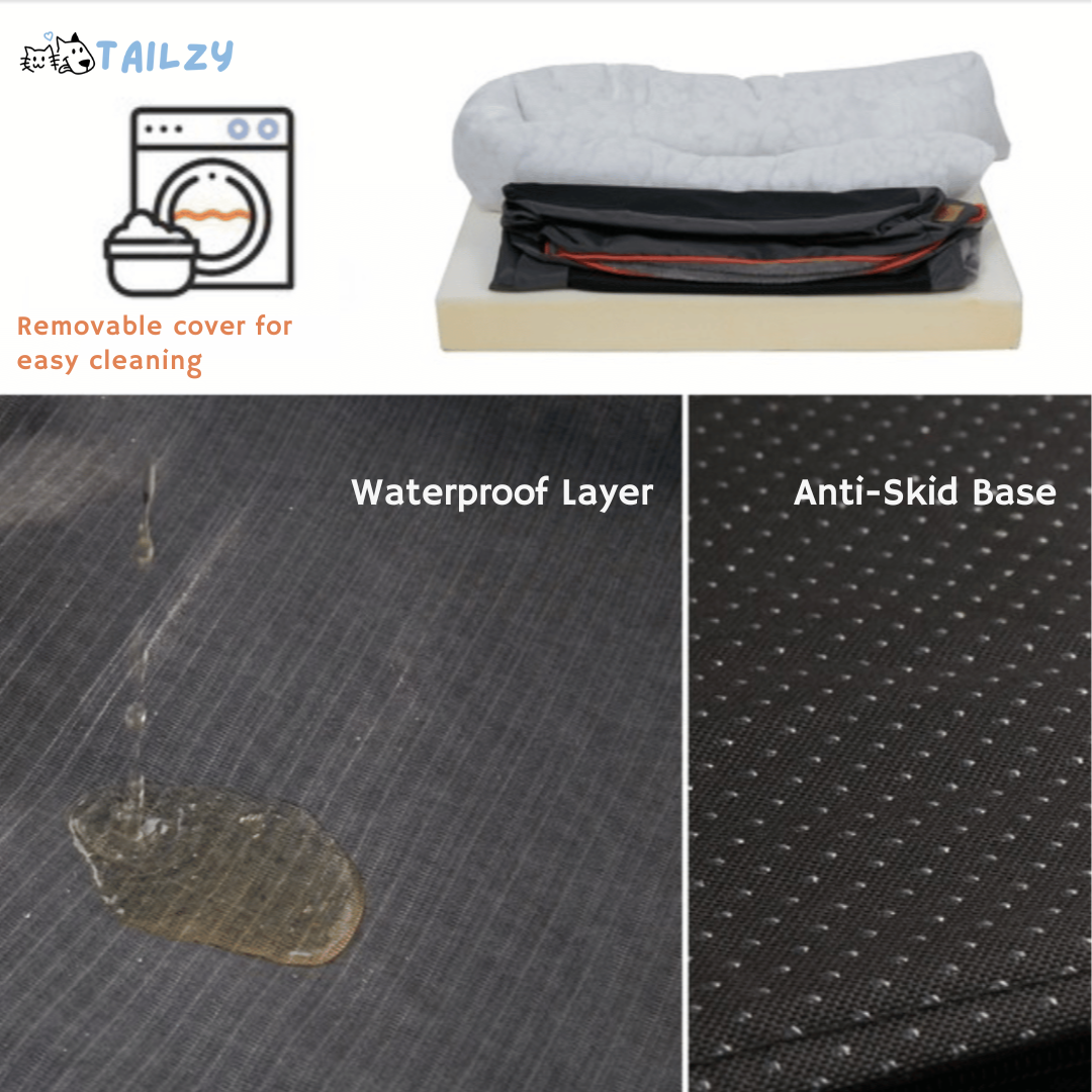 Orthopedic Dog Bed Nest Bolster Washable Grey Orange Large XL 2XL 3XL Joint Support Memory Foam Dog Sofa Bed Removable Cover | Koossa