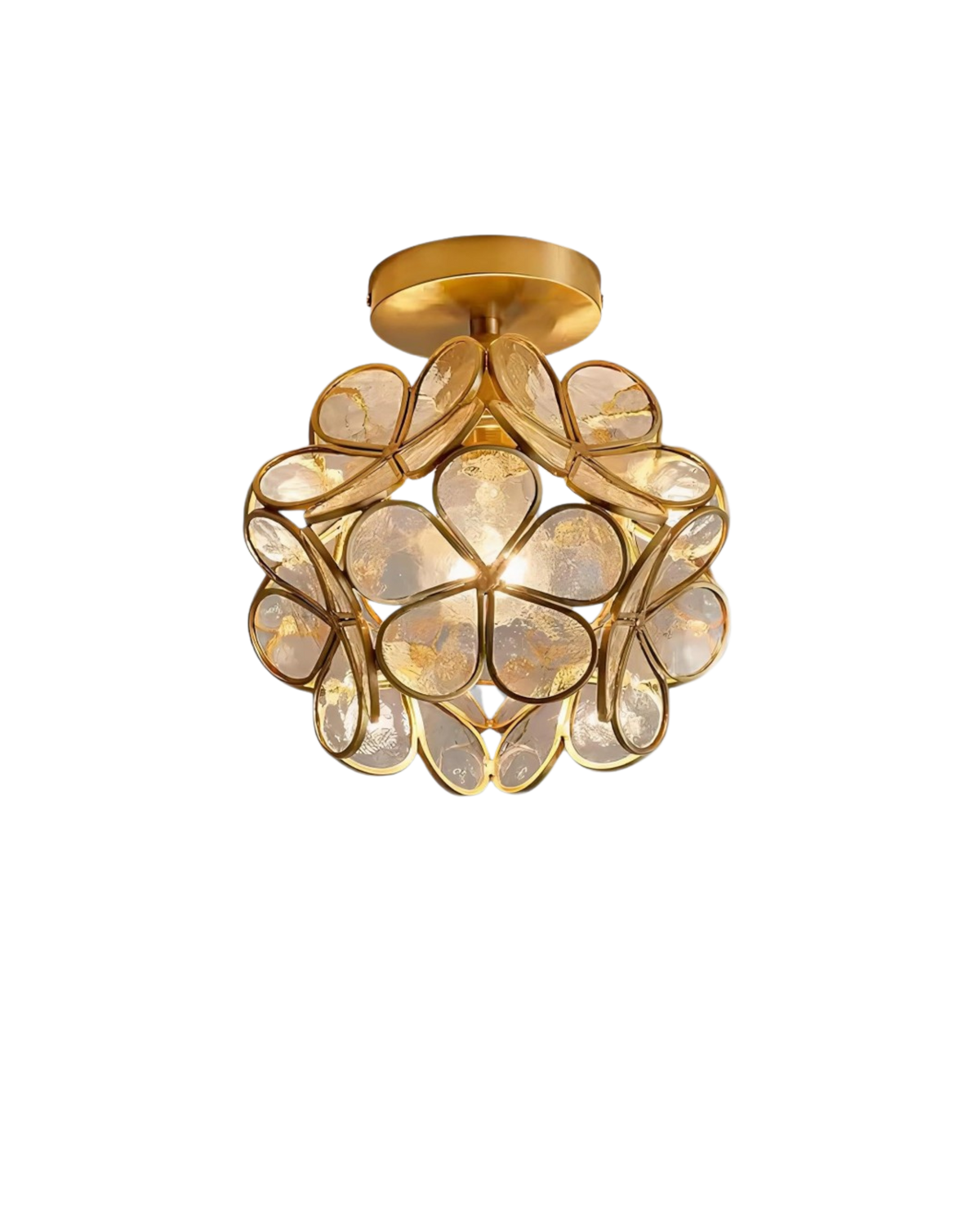 Flower Ceiling Light Flush Mount 8-Inch Gold & Acrylic LED Fixture for Bedroom Hallway Living Room Entry Modern Floral Design | Lonoma