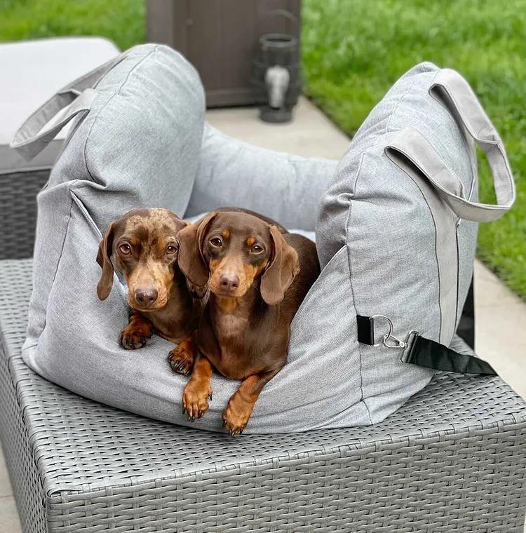 Dog Car Seat Bed Calming Raised Edges Non-Slip Safety Belt Small Medium Puppy Travel Booster Cushion Anti-Anxiety Carrier | Koossa