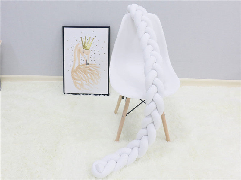Braided Crib Bumper Pad Soft Nursery Bedding Safety Guard for Babies | Breathable Knot Cushion Protector for Infant Toddler Bed Rails | Lonoma