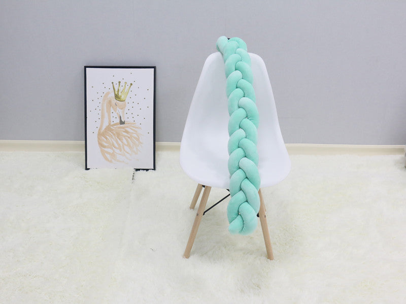 Braided Crib Bumper Pad Soft Nursery Bedding Safety Guard for Babies | Breathable Knot Cushion Protector for Infant Toddler Bed Rails | Lonoma