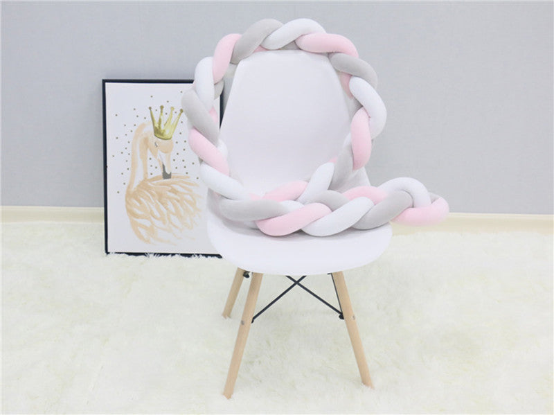 Braided Crib Bumper Pad Soft Nursery Bedding Safety Guard for Babies | Breathable Knot Cushion Protector for Infant Toddler Bed Rails | Lonoma