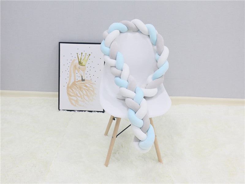 Braided Crib Bumper Pad Soft Nursery Bedding Safety Guard for Babies | Breathable Knot Cushion Protector for Infant Toddler Bed Rails | Lonoma