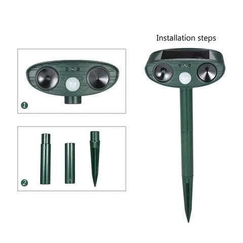Solar Animal Repeller Ultrasonic Outdoor, Motion-Activated Strobe Light, Weatherproof Yard Deterrent for Garden, Lawn, Deer & Raccoons | Lonoma