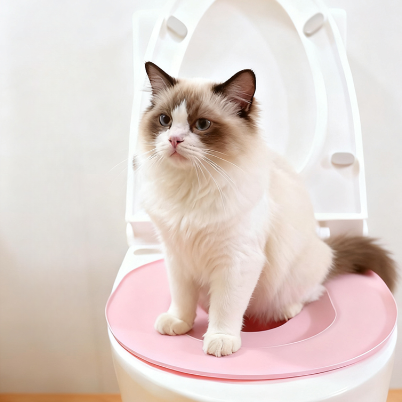 Cat Toilet Training Seat 39x36.5cm Suction Cup Removable Tray Litter Free Standard Toilet Fit Reusable Trainer | Koossa