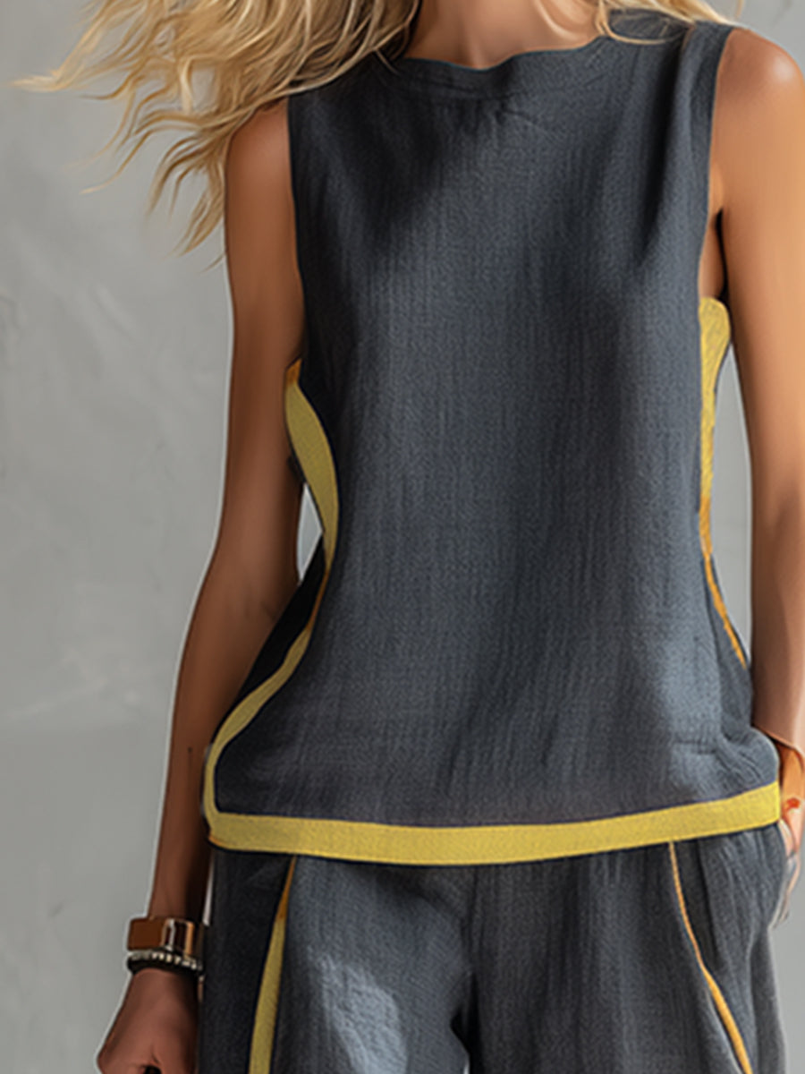 Women's Sleeveless Top and Wide-Leg Trouser Co-ord in Six Colours for Work and Leisure | Koossa