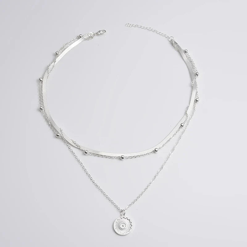 Women's Silver Triple-Strand Layered Necklace — Elegant Sterling Silver Necklace for Special Occasions | Koossa