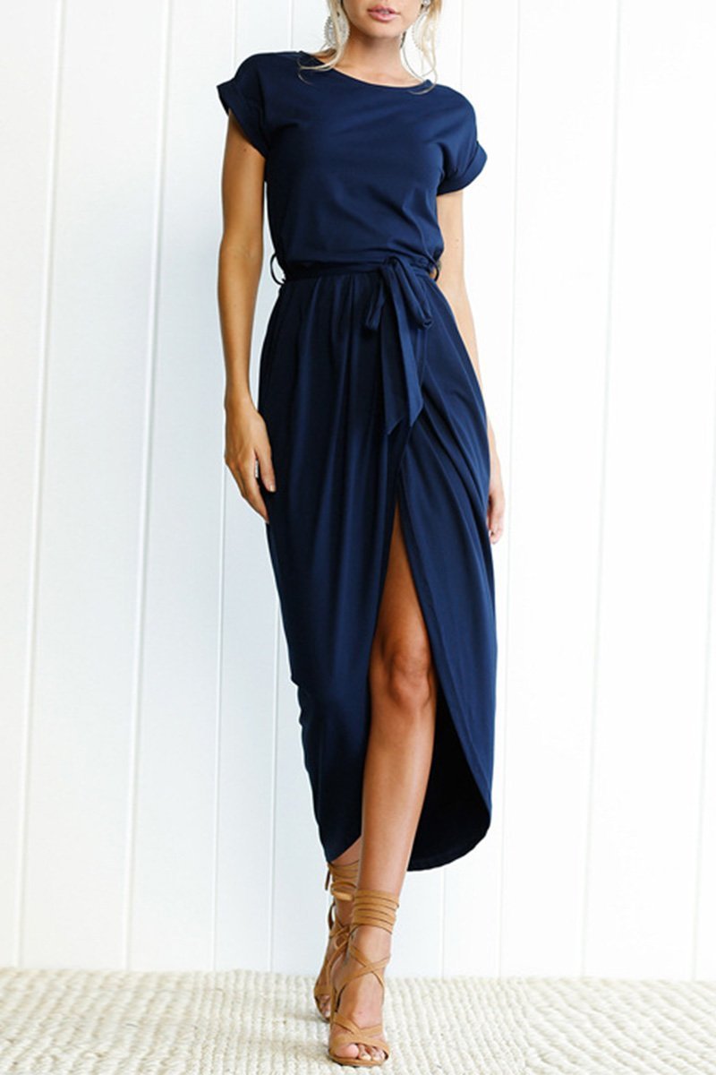 Women's Relaxed Ankle-Length Dress with Adjustable Belt — Casual Day Dress for Work & Weekends | Koossa