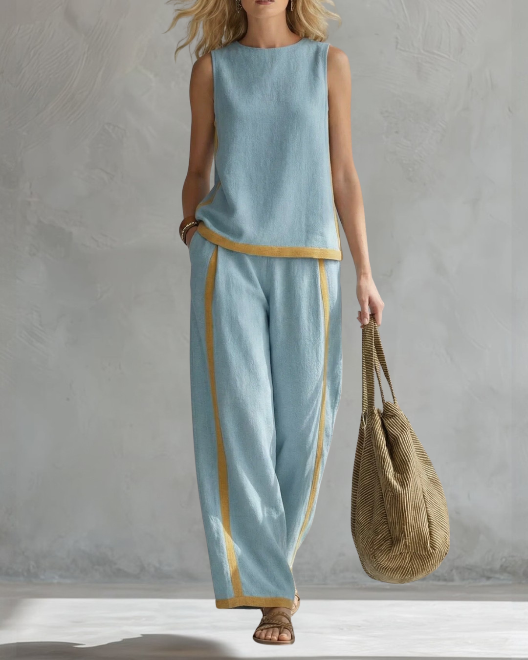 Women's Sleeveless Top and Wide-Leg Trouser Co-ord in Six Colours for Work and Leisure | Koossa