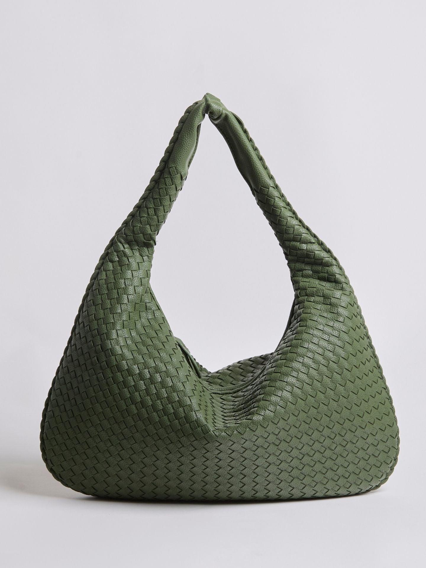 Woven Leather Hobo Bag with Soft Structure in Black, Wine Red, Sage Green & More | Koossa