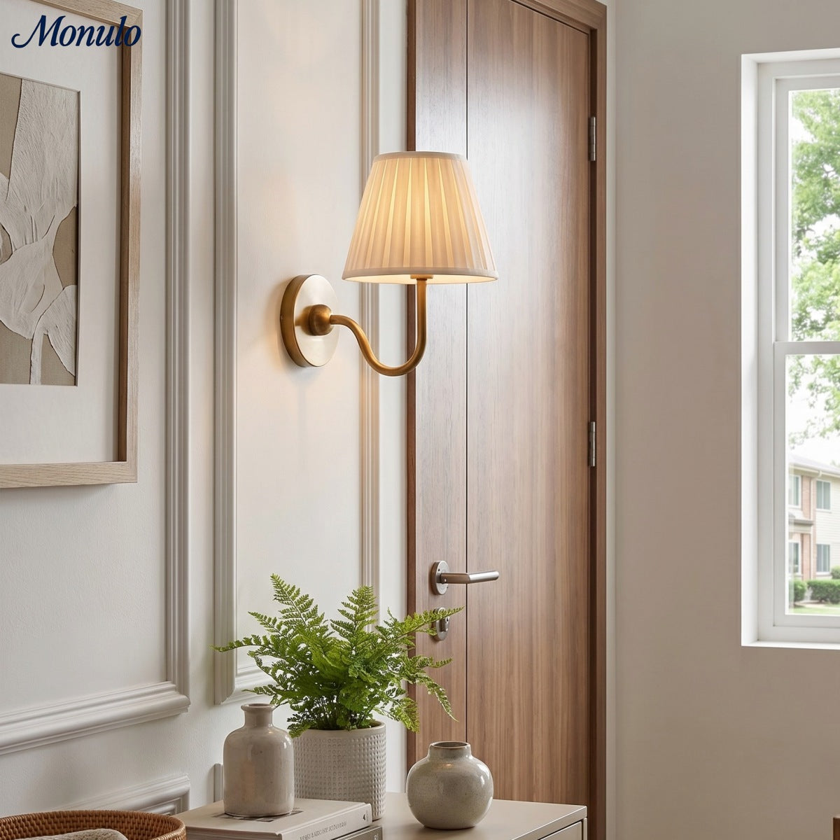 Applique murale élégante à abat-jour plissé en tissu – Éclairage classique et raffiné pour chambre et salon | Koossa