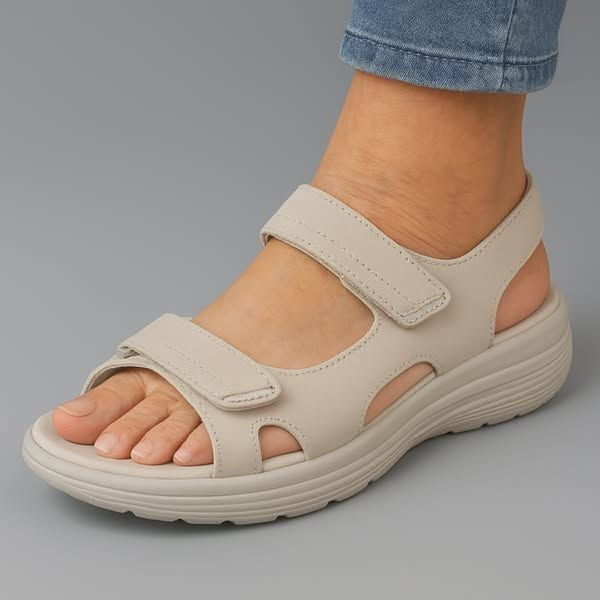Women's Supportive Comfort Sandals with Cushioned Footbed and Adjustable Straps in Blue Grey Black | Koossa