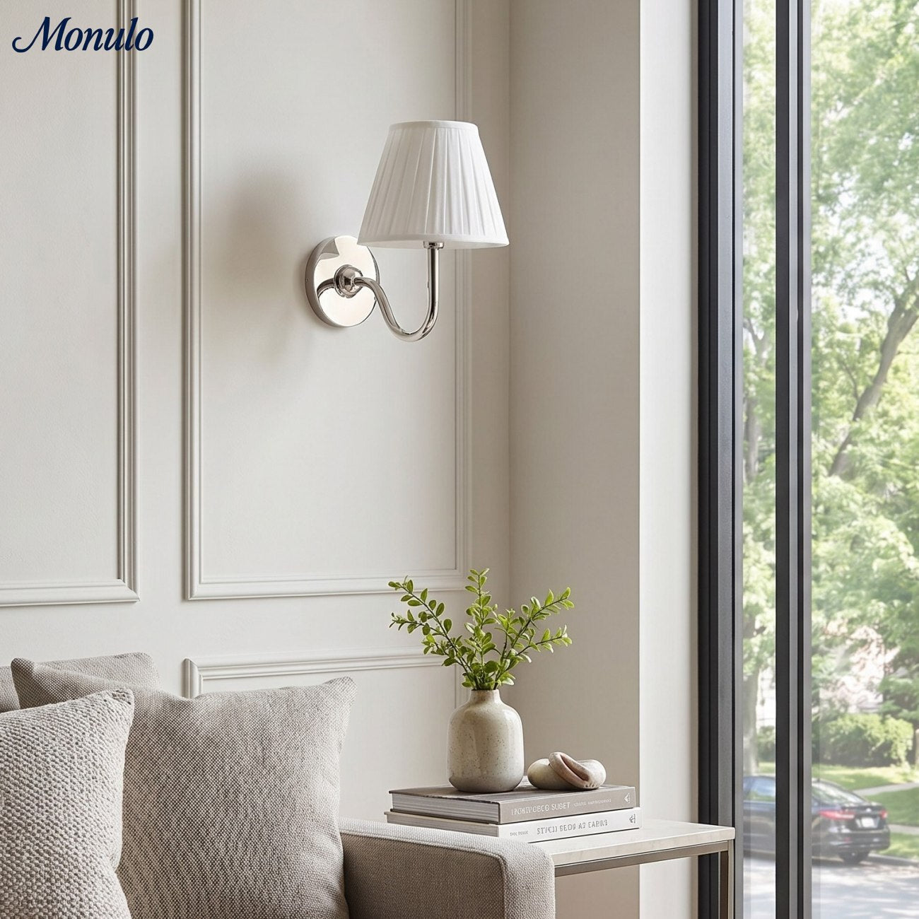 Applique murale élégante à abat-jour plissé en tissu – Éclairage classique et raffiné pour chambre et salon | Koossa