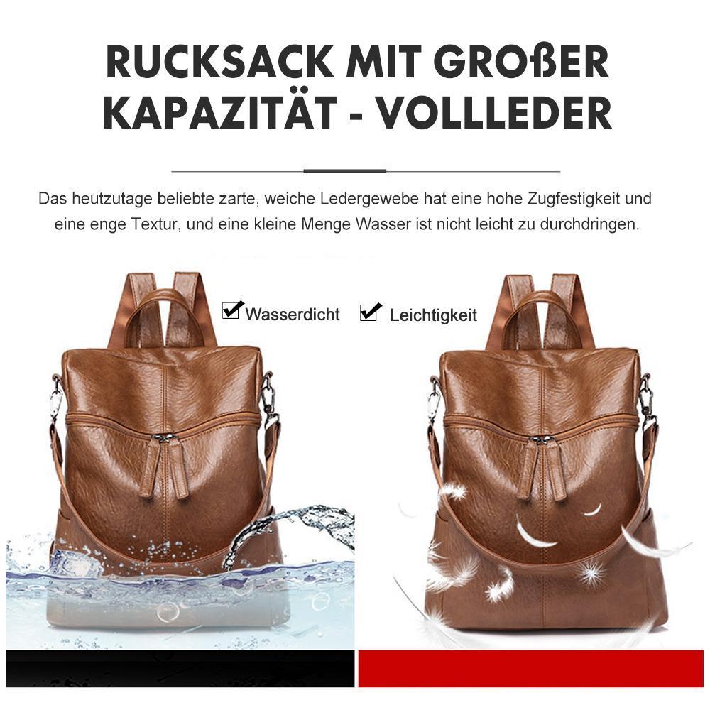 Women's Black Leather Backpack — Large Capacity Daypack for Work, Travel & Everyday Use | Koossa