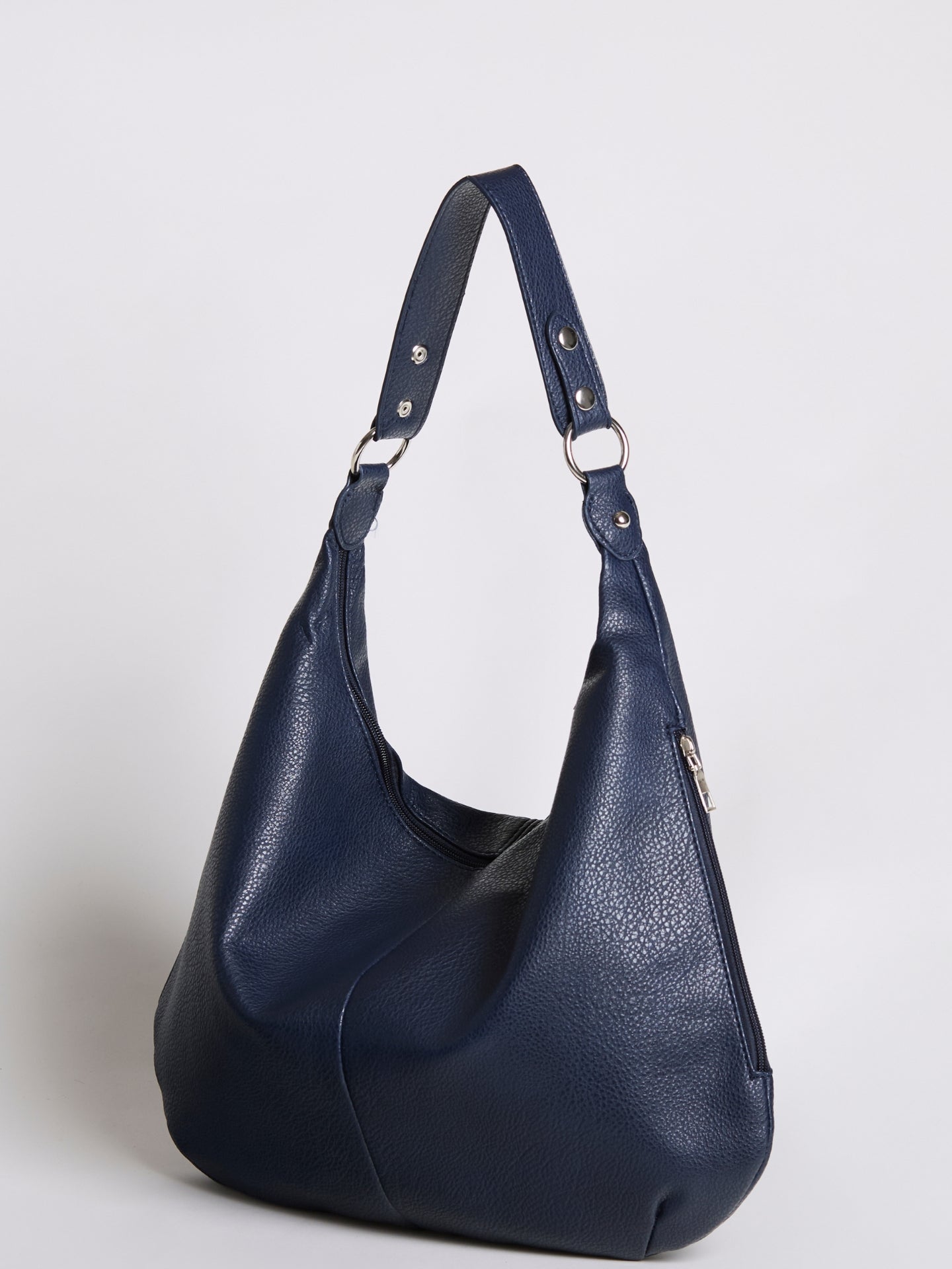 Slouchy Hobo Bag in Vegan Leather with Metal Ring Details – Spacious Everyday Shoulder Bag with Zip Compartments | Koossa