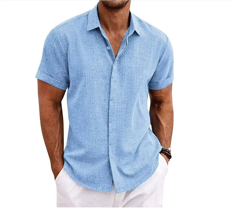 Men's Linen Short Sleeve Shirt — Relaxed Fit Summer Shirt for Casual Wear & Weekend Occasions | Koossa