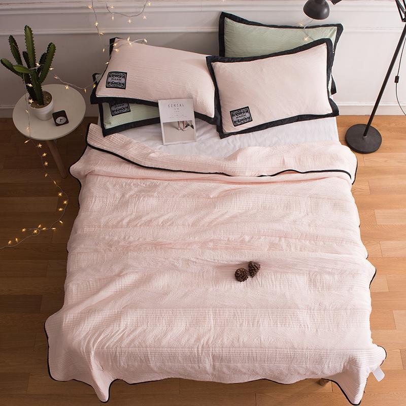 Lightweight Summer Blanket Cotton Bamboo Breathable Throw for Bed Sofa Cozy Sleep All Seasons Pink Gray Green Blue | Lonoma