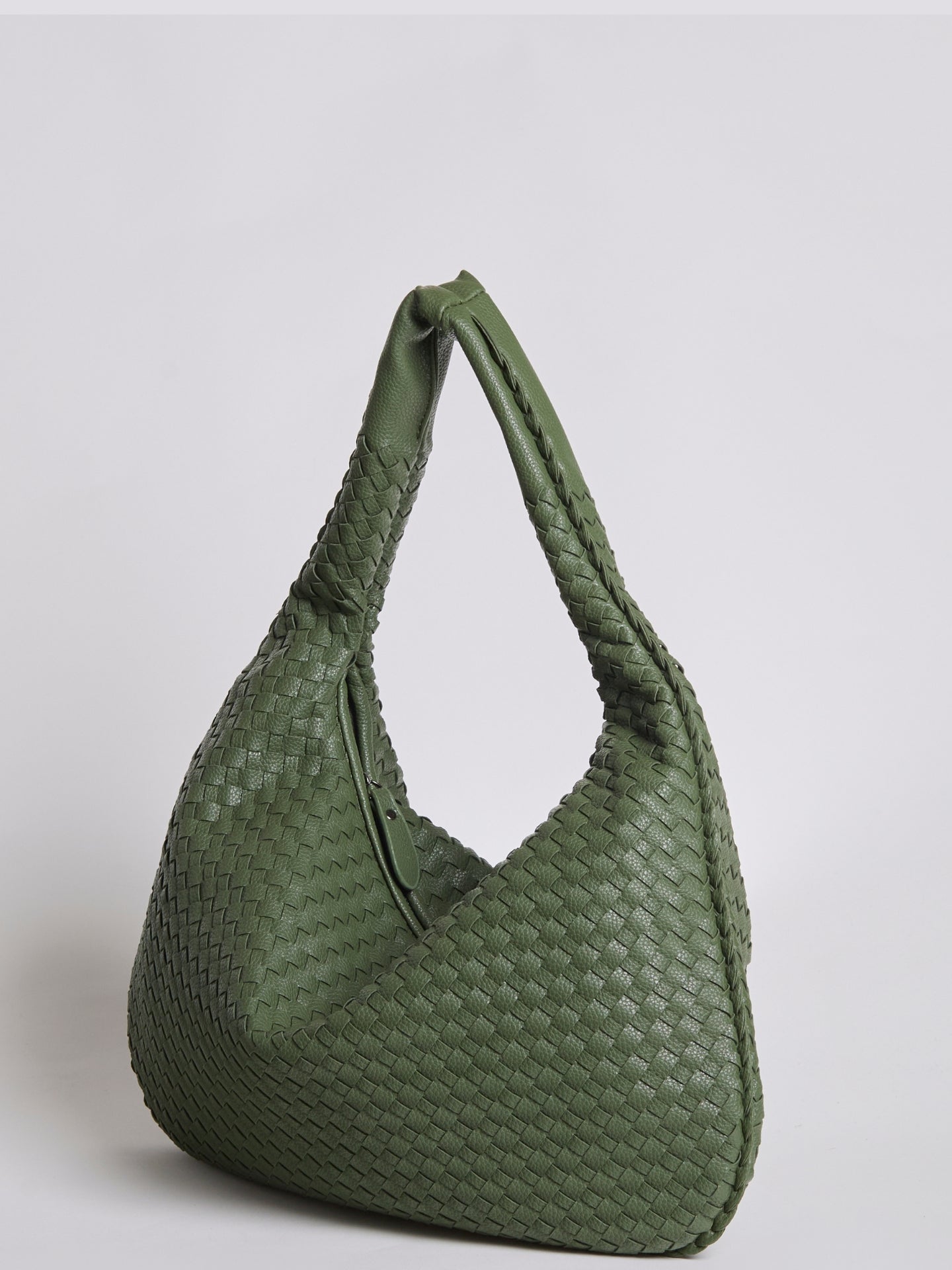 Woven Leather Hobo Bag with Soft Structure in Black, Wine Red, Sage Green & More | Koossa