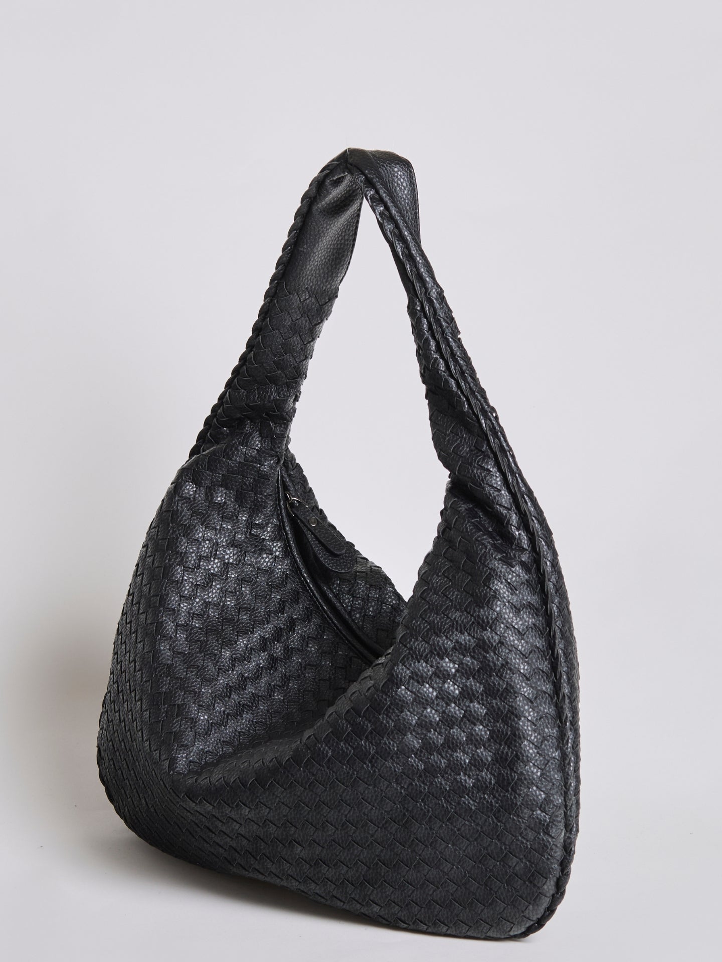 Woven Leather Hobo Bag with Soft Structure in Black, Wine Red, Sage Green & More | Koossa