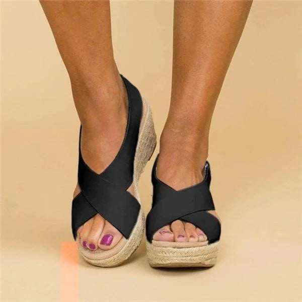 Women's Wedge Espadrilles — Comfortable Summer Sandals with Elastic Straps for All-Day Wear | Koossa
