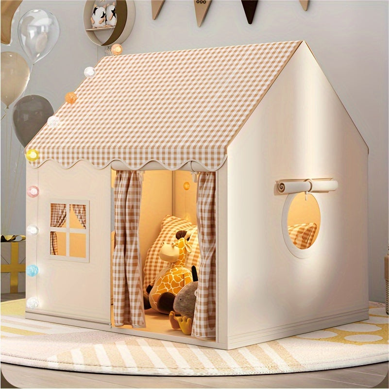 Kids Play Tent House 51 x 47 x 39 in, Beige Pop-Up Indoor Fort for Bedroom, Playroom & Nursery, Toddler Reading Nook Hideout | Lonoma
