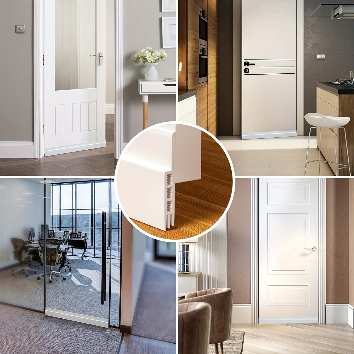 Bas de porte isolant silicone blanc autocollant 99 cm protection thermique acoustique confort économie énergie | Koossa