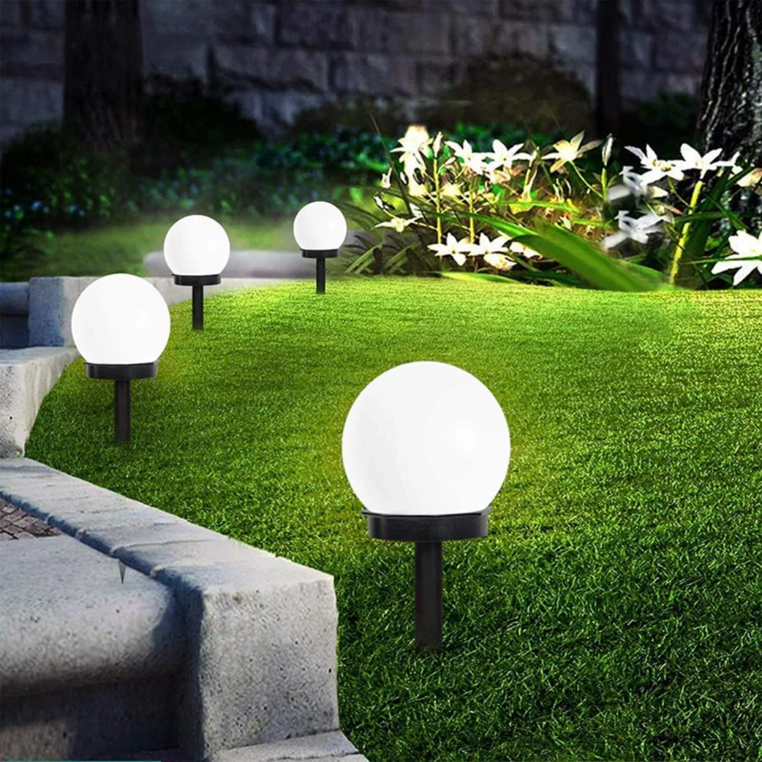 Lampes solaires de jardin sphériques lot de 3 pour allées terrasses pelouses décoration extérieure écoénergétique | Koossa