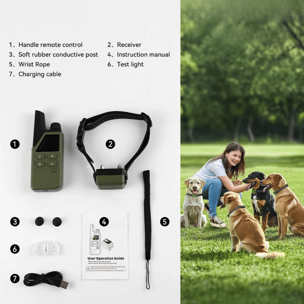 Dog Training Collar 300m Remote Waterproof Rechargeable Beep Vibration Static Small Large Dogs USB-C | Koossa