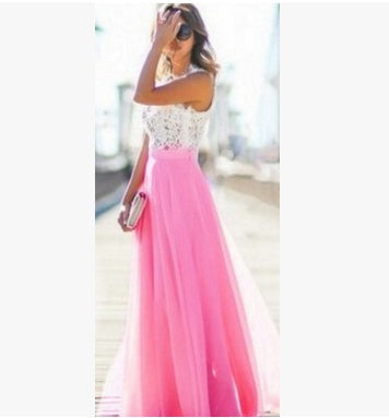 Women's Sleeveless Floral Lace Maxi Dress — Elegant Long Dress for Spring Weddings & Garden Parties | Koossa