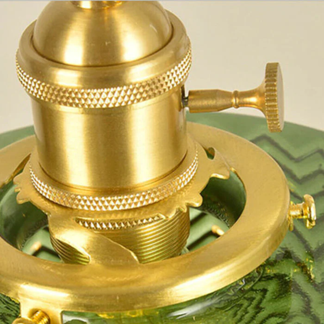 Adjustable Pendant Light with Ribbed Glass Shade, E27 Socket, Green Brass Finish for Kitchen Island, Dining Room & Breakfast Bar | Lonoma