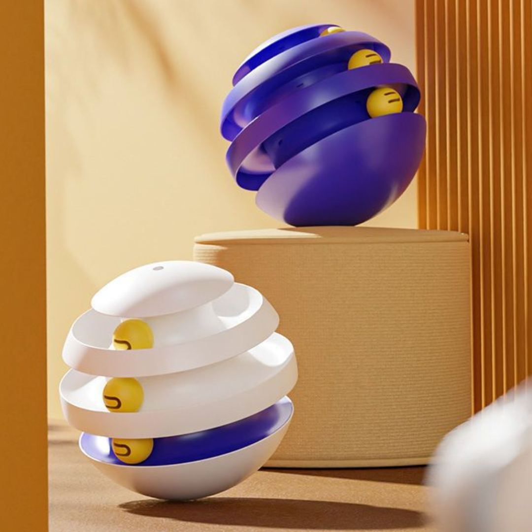 Cat Tumbler Track Ball Toy 220mm Spiral Orbit 3-Layer Planet Ball Interactive Chase Swat Indoor Kitten Adult Play | Koossa