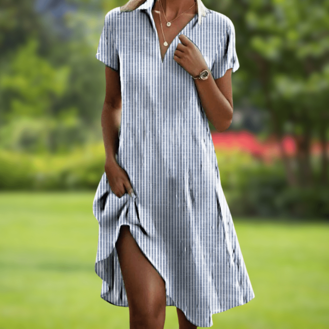 Women's Floral Print V-Neck Dress with Pockets in Red Black Green White Light Blue for Spring Summer Garden Parties Casual Day Occasions Elegant Feminine Style | Koossa