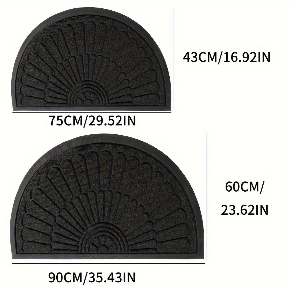 Paillasson demi-lune en caoutchouc antidérapant 43×75 ou 60×90 cm intérieur extérieur noir gris brun design | Koossa
