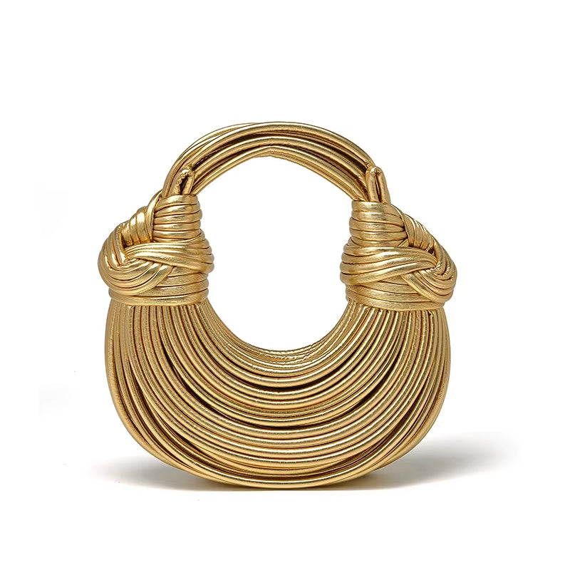 Sculptural Metallic Evening Bag with Detachable Strap in Six Lustrous Finishes | Koossa
