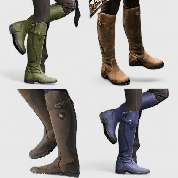 Women's Orthopedic Ankle Boots with Cushioned Support and Buckle Detail in Dark Brown, Black, Blue and Green | Koossa