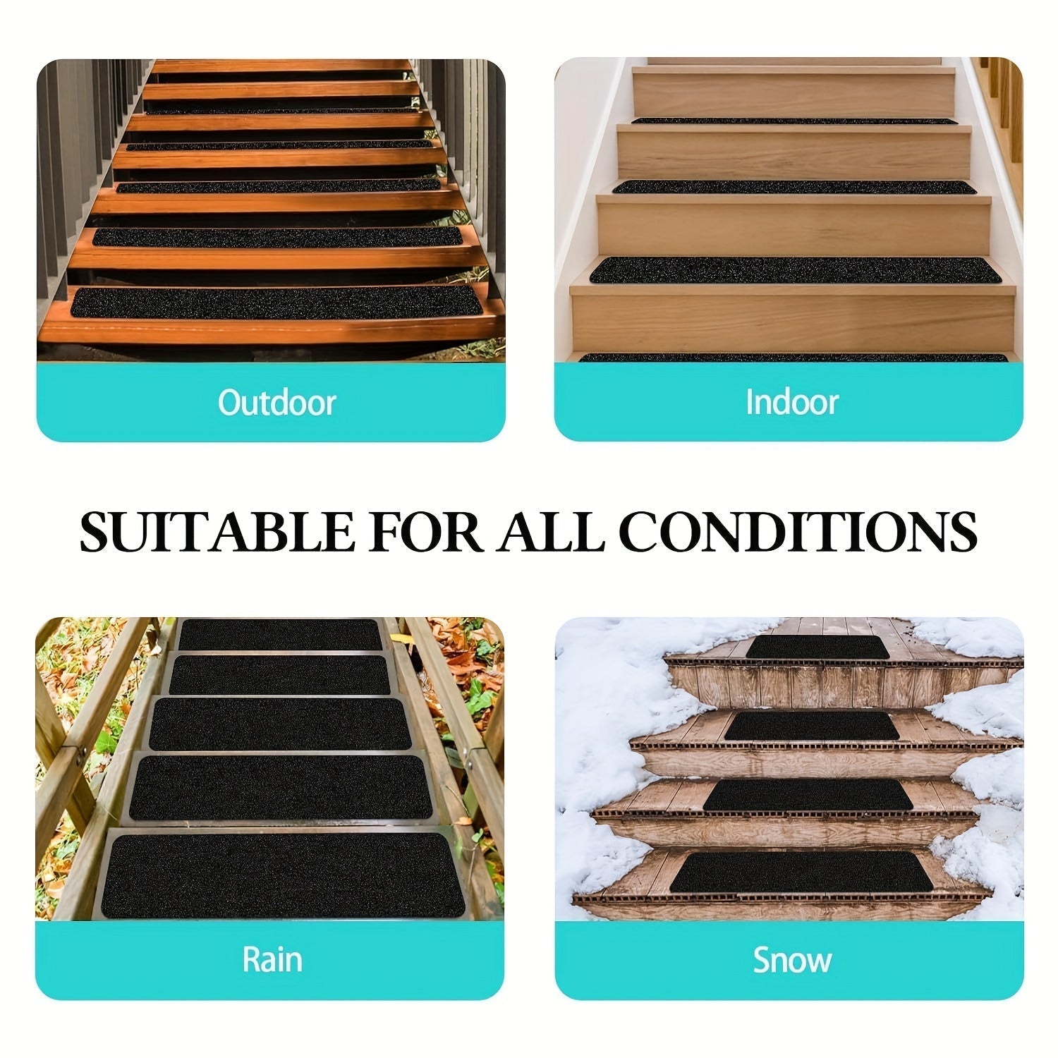 Bandes Antidérapantes pour Escalier Lot de 10 Intérieur Extérieur Adhésives Sécurité Marches Tous Âges | Koossa