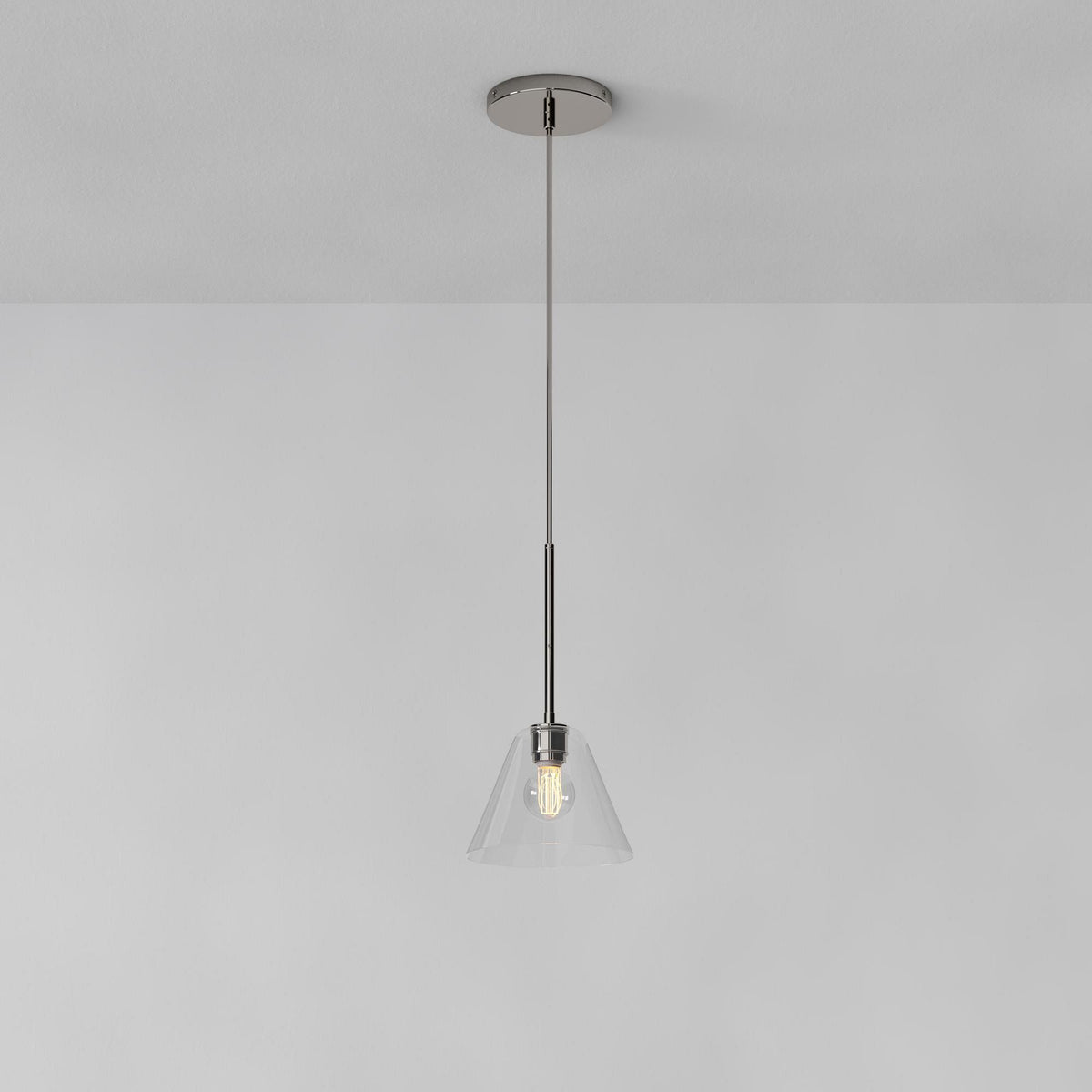Tapered Glass Hanging Fixture with Metal Canopy – E26 Socket – Dimmable for Dining Room, Island, Entryway | Lonoma