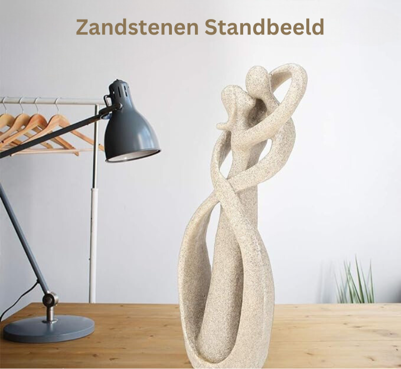 Sculpture abstraite en grès naturel – Forme organique évoquant l'union et la douceur pour intérieur moderne | Koossa