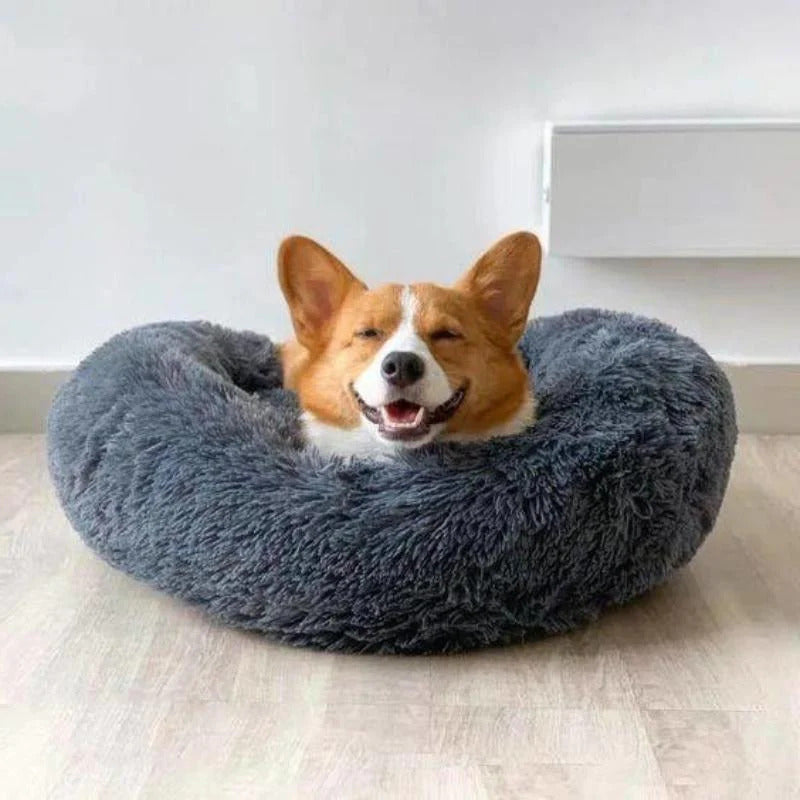 Dog Bed Calming Donut Plush Round Cushion Washable Anti-Slip XS S M L XL XXL Puppy Cat Pet Sleeping Mat | Koossa