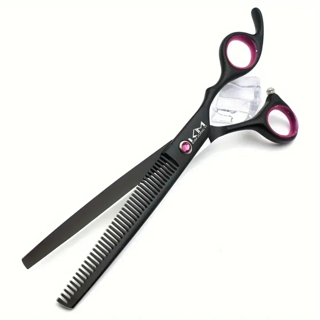 Dog Grooming Scissors Set 4 Piece Professional Trimming Kit Curved Straight Thinning Stainless Steel Ergonomic Safety Case | Koossa
