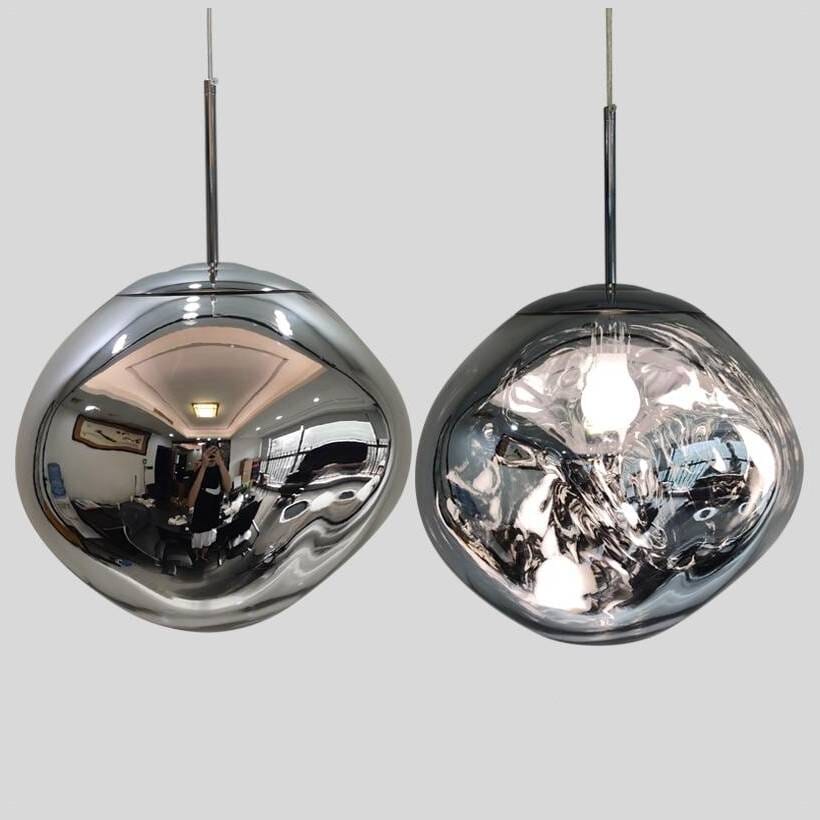 Suspension sphérique verre ou PVC finition miroir hauteur réglable éclairage décoratif salon salle à manger | Koossa