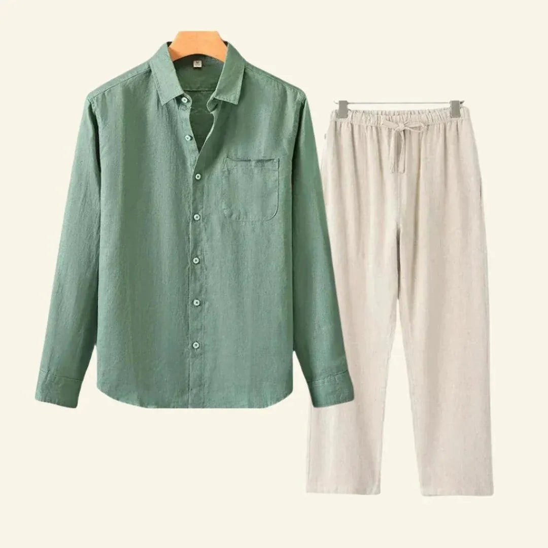 Men's Short-Sleeved Shirt and Trousers Separates Set — Classic Coordinates for Smart Casual Occasions | Koossa