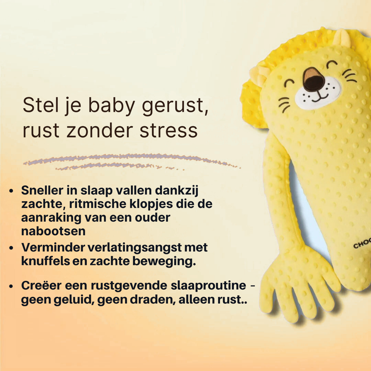Peluche musicale à battement doux pour bébé – Aide à l'endormissement apaisant sans bruit ni lumière gênante | Koossa
