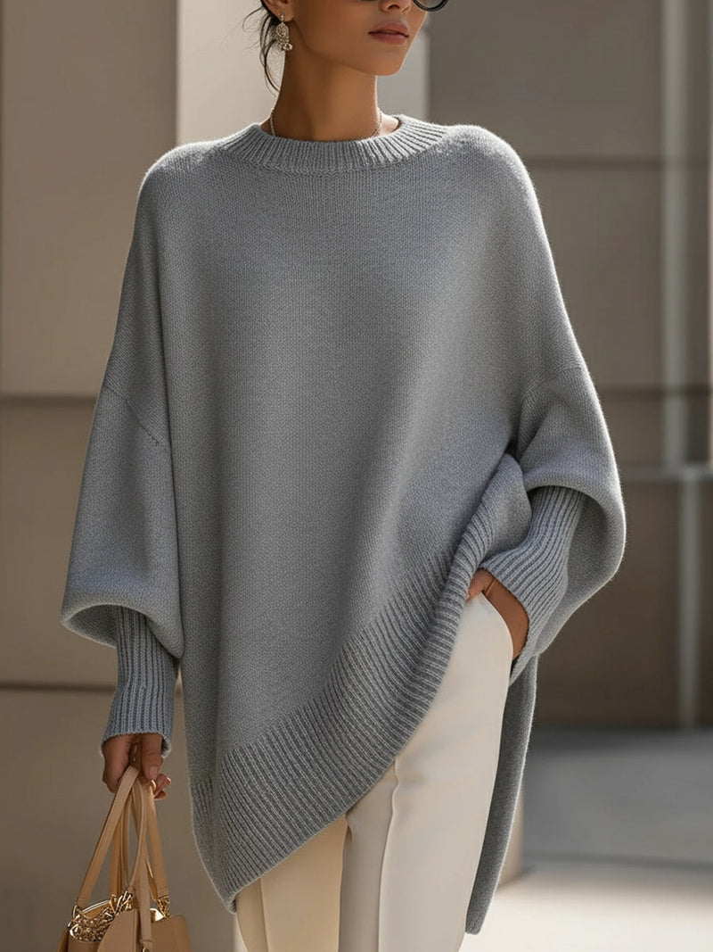 Women's Oversized Round Neck Knitted Jumper — Relaxed Fit Pullover for Everyday Elegance & Casual Autumn Layering | Koossa