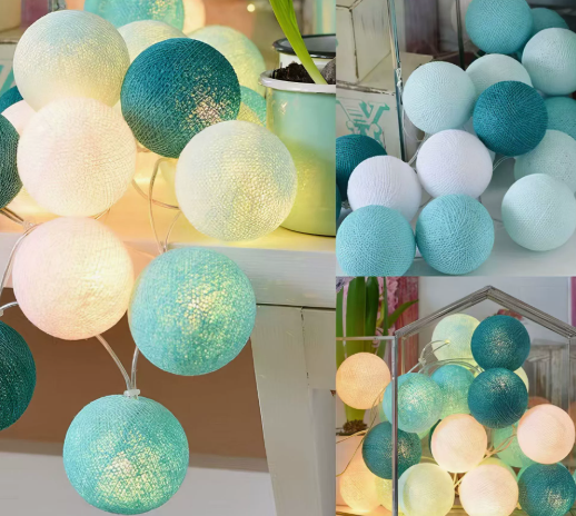 Cotton Ball String Lights, USB or Battery Powered Fairy Lights for Bedroom, Living Room, Nursery, Party & Covered Patio Decor | Lonoma